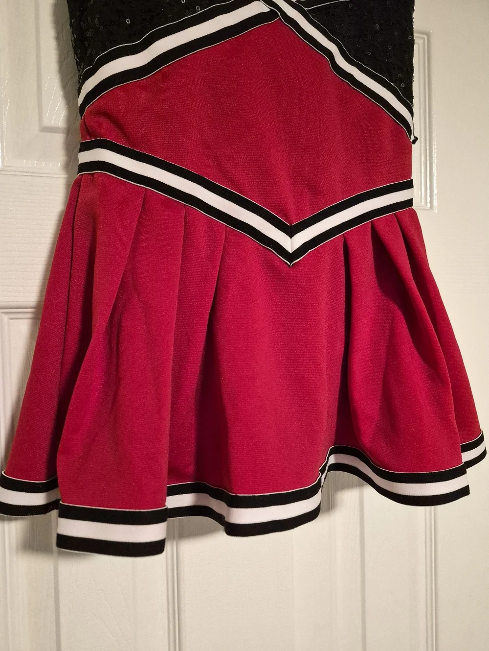 Weissman Legendary Red Black White Sequin Cheerleader Dance Costume MC 11023
